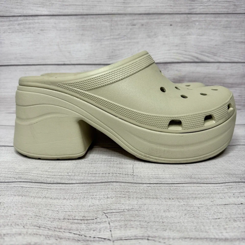 Crocs Platform Clog Heel Sandal‎ Beige Classic Comfort Shoes Men's 13
